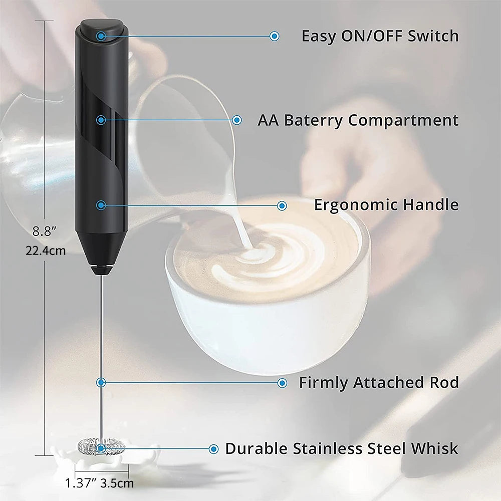 Electric Milk Frother Coffee Maker Handheld Whisk Beater Foam Maker Drink Mixer with Stand Kitchen Milk Coffee Egg Stirring Tool