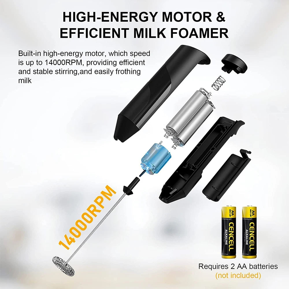 Electric Milk Frother Coffee Maker Handheld Whisk Beater Foam Maker Drink Mixer with Stand Kitchen Milk Coffee Egg Stirring Tool