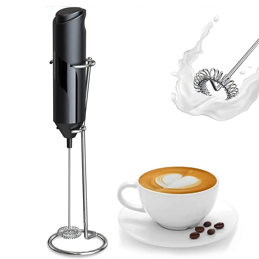 Electric Milk Frother Coffee Maker Handheld Whisk Beater Foam Maker Drink Mixer with Stand Kitchen Milk Coffee Egg Stirring Tool