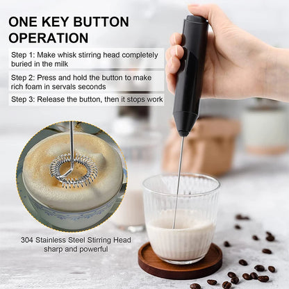 Electric Milk Frother Coffee Maker Handheld Whisk Beater Foam Maker Drink Mixer with Stand Kitchen Milk Coffee Egg Stirring Tool
